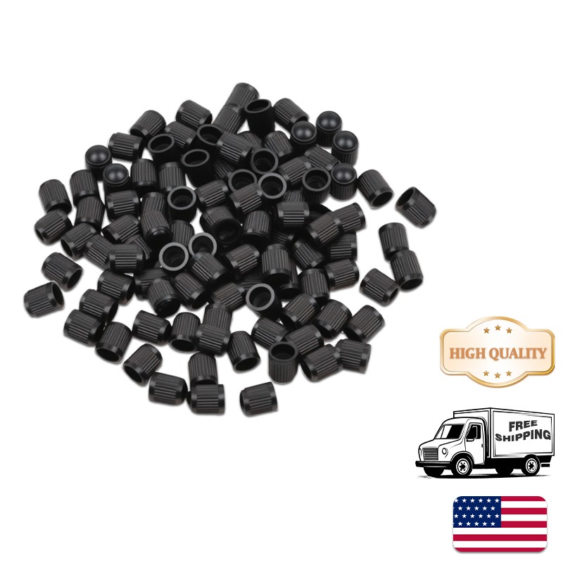 Dust Cover Black New 100PCS Plastic Car Tire Rim Valve Stems Wheel Tyre Air Caps