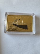 Titanic Gedenkm&uuml;nze Barren 1912 Tragedy of the Titanic vergoldet Sammlerst&uuml;ck