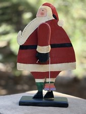 Hand Made/painted Moveable Arms Santa Claus Figure 14  Folk Art With Presents