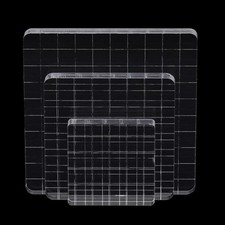 3 PCS Clear Stamp Blocks Set Square Acrylic Stamping Grid Lines Scrapbooking