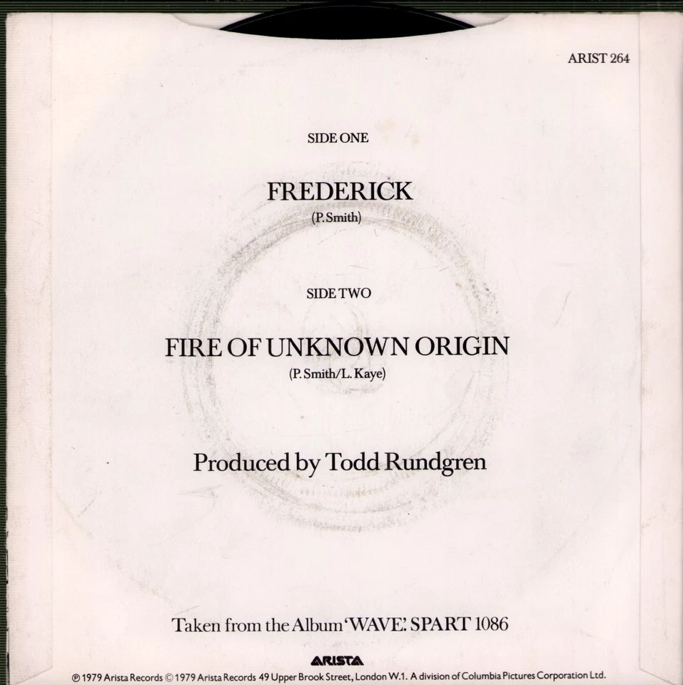 Patti Smith Group Frederick 7" vinyl UK Arista 1979 7". ringwear to pic sleeve - Image 2 of 3