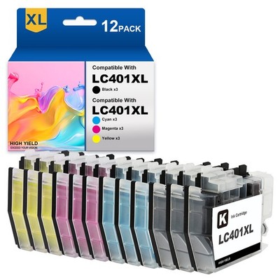 Ink Cartridge fits for LC401 Brother MFC-J1010DW MFC-J1012DW MFC-J1170DW Printer
