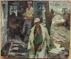 Ukrainian Soviet USSR Oil Painting impressionism socrealism figures workers