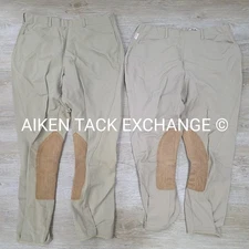 BARGAIN BUNDLE: 2 Pair Tailored Sportsman Knee Patch Breeches, 32 (Read Desc.)