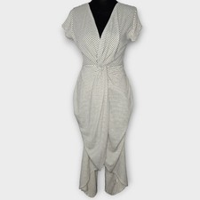 Rolla Coster Wrap Style Dress Size M Twist Front V-Neck Striped White Black NWT