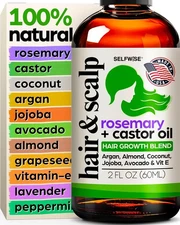 Organic Rosemary Oil For Hair Growth with Castor, Argan, Coconut, Almond, Jojoba