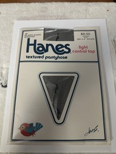 Vintage Hanes Textured Pantyhose Light Control Top Size A-B Jet Silken Accents