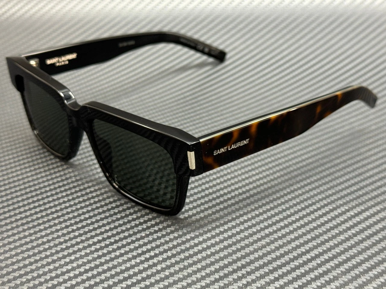 Saint Laurent — SAINT LAURENT SL 732 002 VADIM Black Grey Unisex 54 mm Large Sunglasses