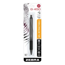 Zebra Pen G-450 Retractable Gel Pen, 0.7mm, Black Ink, 1-Pack