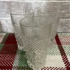3 PC Vintage Anchor Hocking Wexford Drinking Glasses Tumblers Diamond Cut 14 OZ