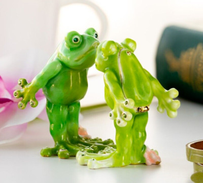 Keren Kopal '' Frosch in Love '' handgefertigte Schmuckschatulle verziert & öst...