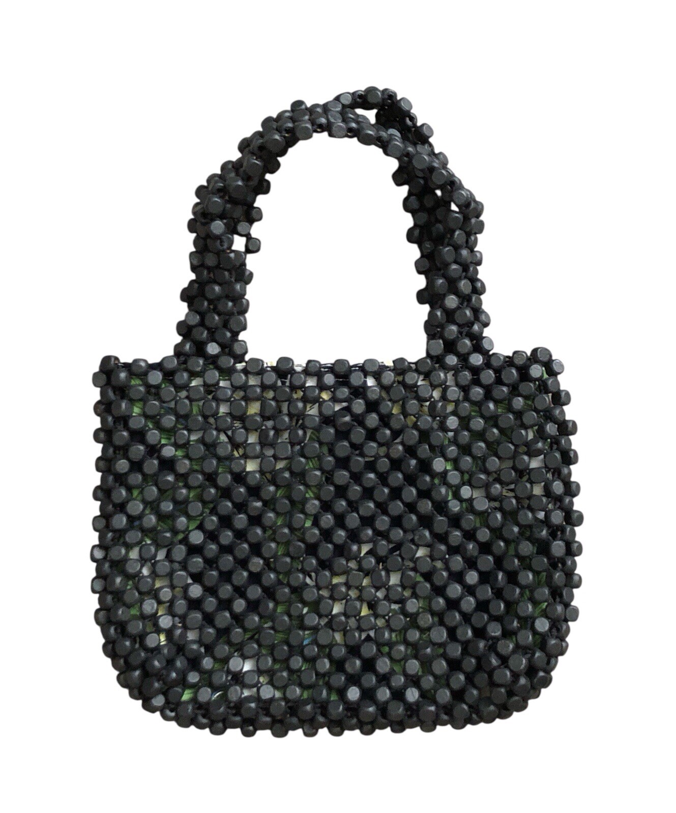 Tiny Mini Black Beaded Magnetic Snap Closure Purs… - image 1