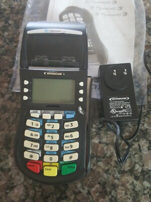 Hypercom Optimum T4220 credit card terminal used with box and power cord
