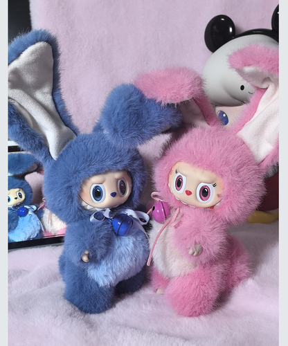 LABUBU blind box Zimomo long-eared plush toy vinyl face handmade makeup producti