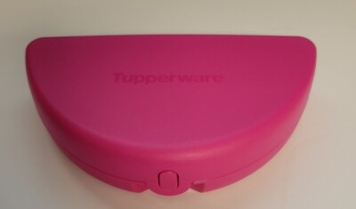 Tupperware 7243 Hinged Storage Lunch Keeper Snacks Empanada Half Circle Hot Pink