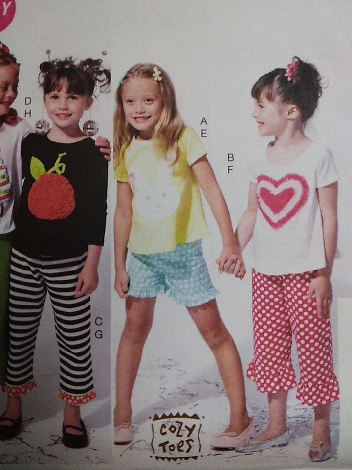 Shorts Pants Tops Girls 2 3 4 5 McCalls M6642 Sewing Pattern Summer Knit CUT - Image 2 of 4