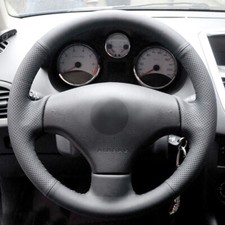All Black Interior Leather Steering Wheel Cover For Peugeot 206 2007 2008 2009 All Black Interior Leather Steering Wheel Cover For Peugeot 206 2007 2008 2009