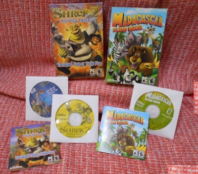 2 Lot: Madagascar Island Mania & Shrek 2 Activity Fairy Tale Fun, PC Win 98, CD