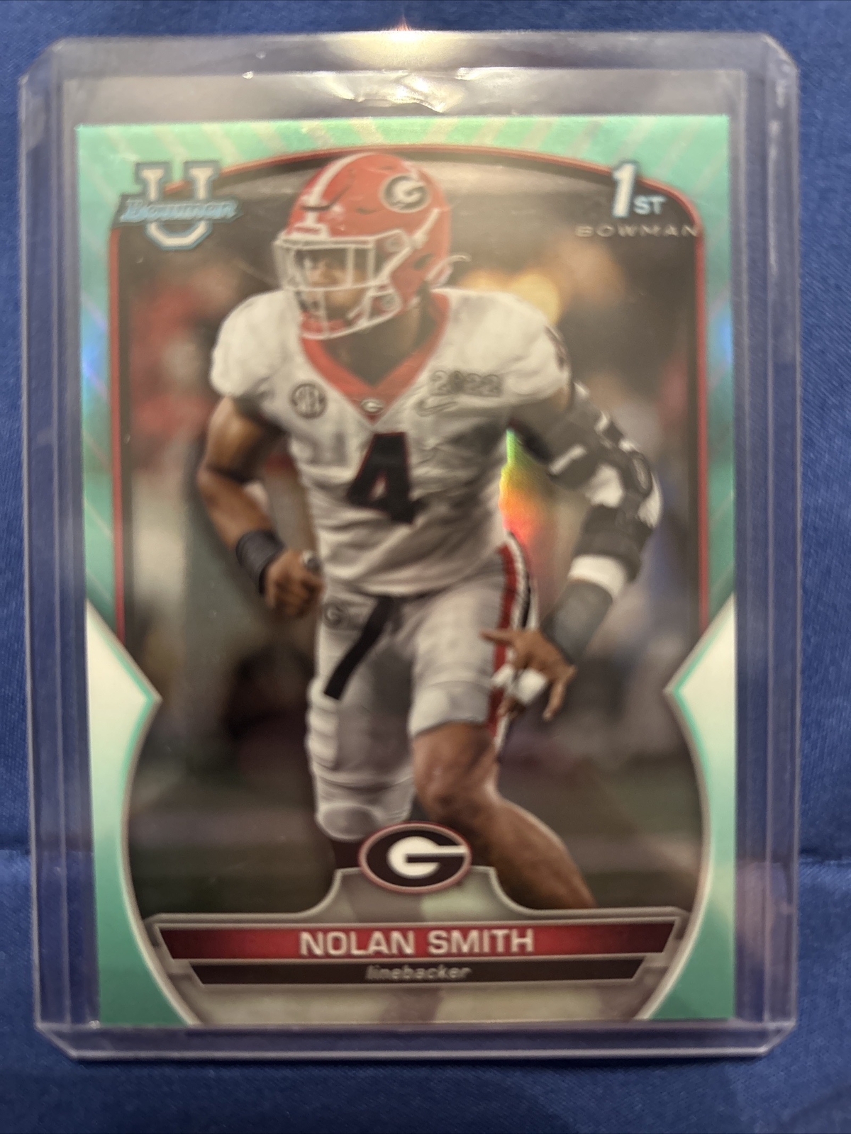 Nolan Smith 2022 Bowman Chrome University #33 1st Bowman Aqua Refractor 5/299