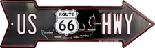 ROUTE 66 US HWY ARROW METAL TIN SIGN MAN CAVE GARAGE DECOR AUTO TRAVEL MAP