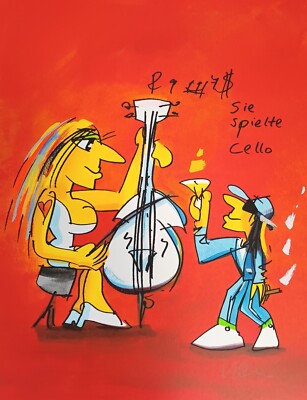 Farbsiebdruck Udo Lindenberg " Sie spielte Cello"- ganz neu incl. Rahmen