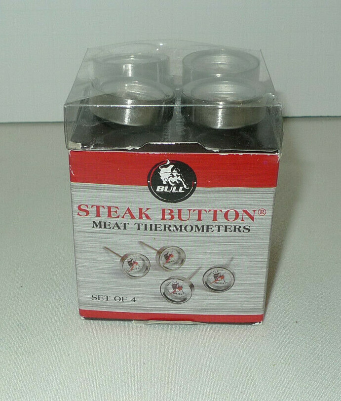 Button Meat BULL STEAK BUTTON Meat Thermometers Set of 4 new | eBay