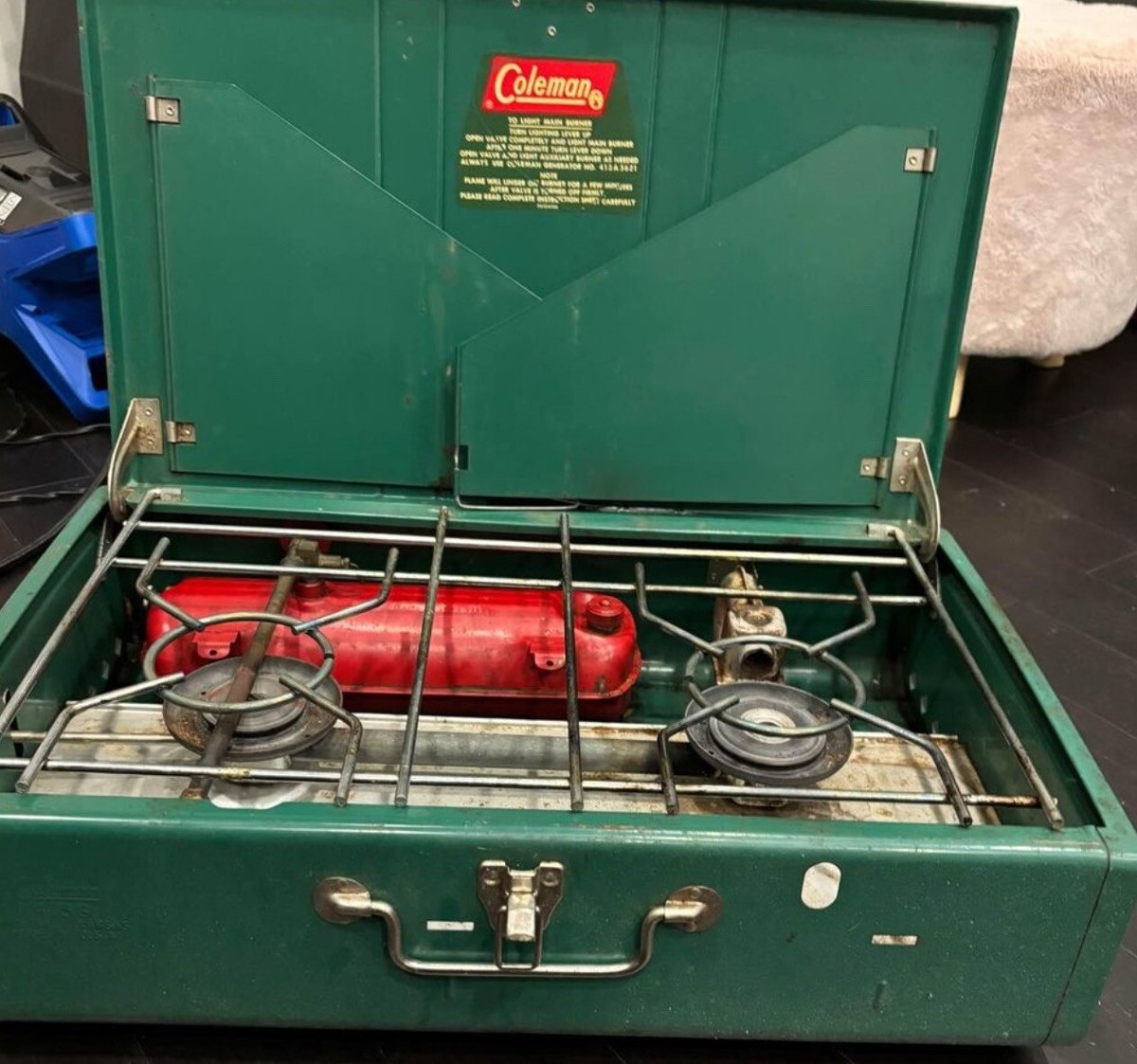 Coleman Stove Burner White Gas Model 4136 Green Vintage for sale