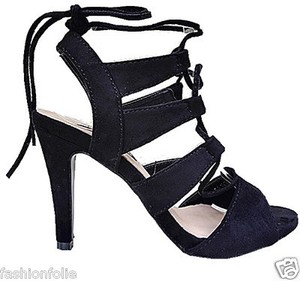 Sandales talon haut aiguille femme chaussure bout ouverte compensée lacet FA129 | eBay
