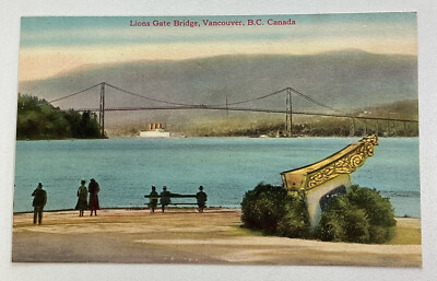 Vancouver Canada Postcard Early 1900s Lions Gate Bridge Steamer Ship