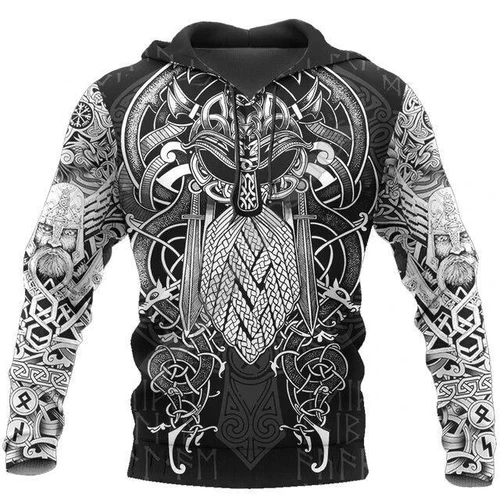 Herren Grafik Hoodie Wikinger Sweatshirt Oberteil Street Style Mode cool nordisches Design - Bild 31 von 36