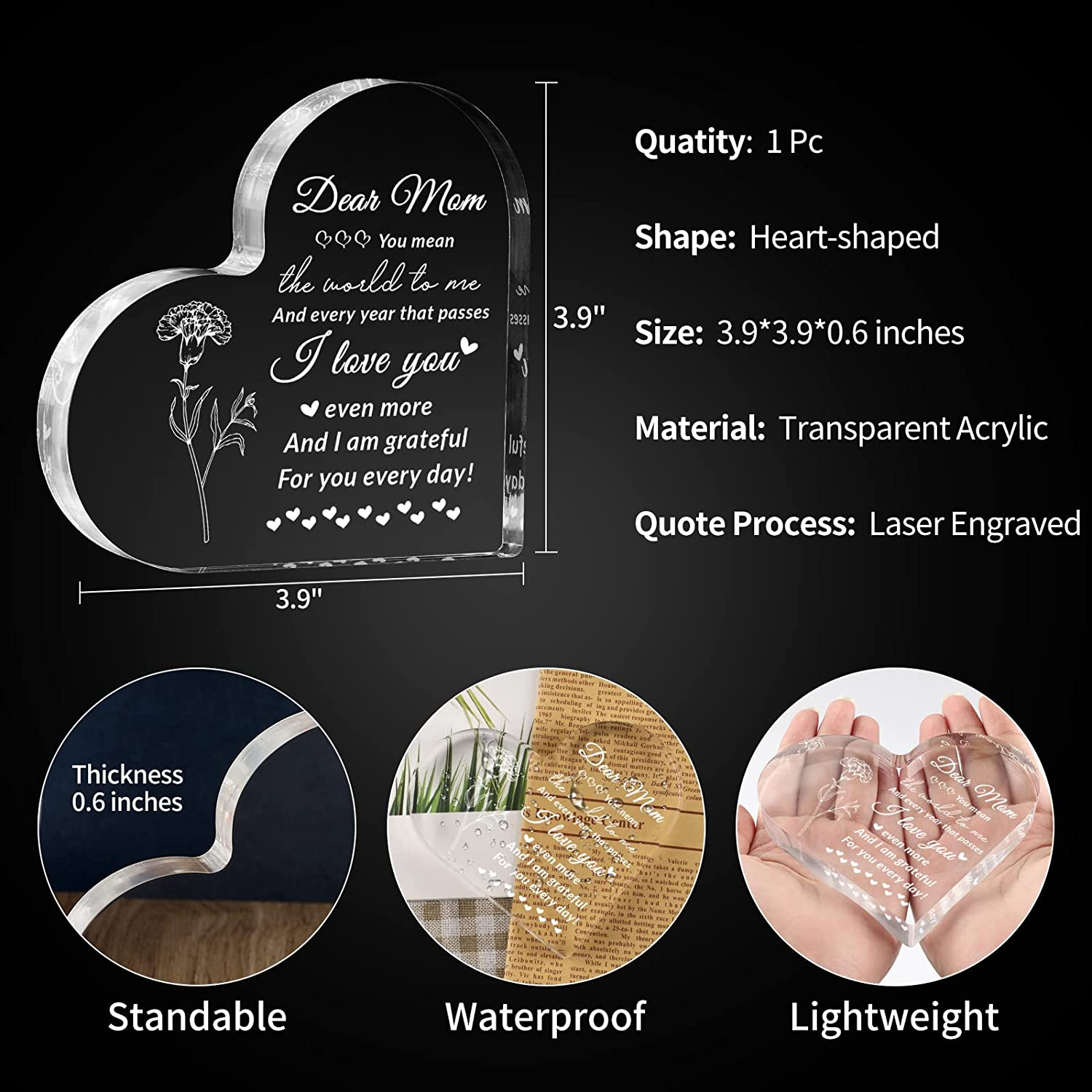 Mother Gifts from Daughter Son Paper Weight Gift for her Birthday Mom