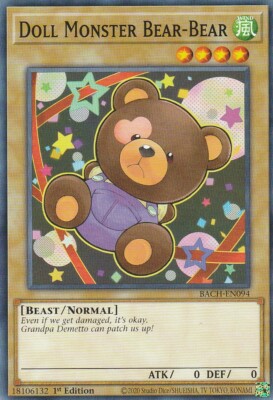 yugioh bear cards YUGIOH CARD 3 X DOLL MONSTER BEAR BEAR BACH-EN094 1ST EDITION