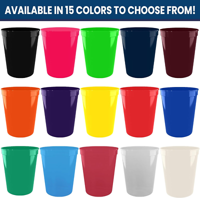 Stadium 16 Oz. Plastic Cups, 10 Pack, Blank Reusable Drink Tumblers for  Parties, | eBay