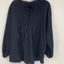 Zara Trafaluc blouse small top tie front quilted stretch baby doll oversized