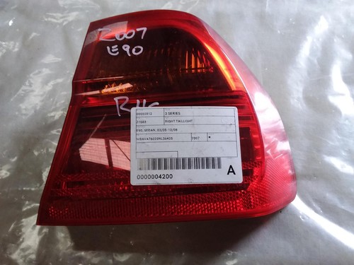 BMW 3 SERIES RIGHT TAILLIGHT E90, SEDAN, NON LED TYPE, 03/05-10/08 05 06 07 08