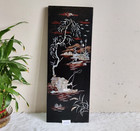 Ancien Japonais Pêcheur Nacre Intérieur Shibayama Art Suspendu Panneau Old