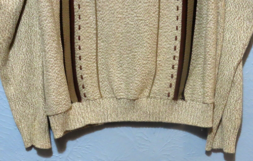 Studio Bill Blass Hand Embroidered Men's XL 1/4 Button Tan Brown Sweater - Picture 2 of 9