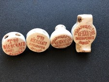 RARE ANTIQUE 1800s Kiev Brewery CERAMIC BEER BOTTLE STOPPERS - Set of 4