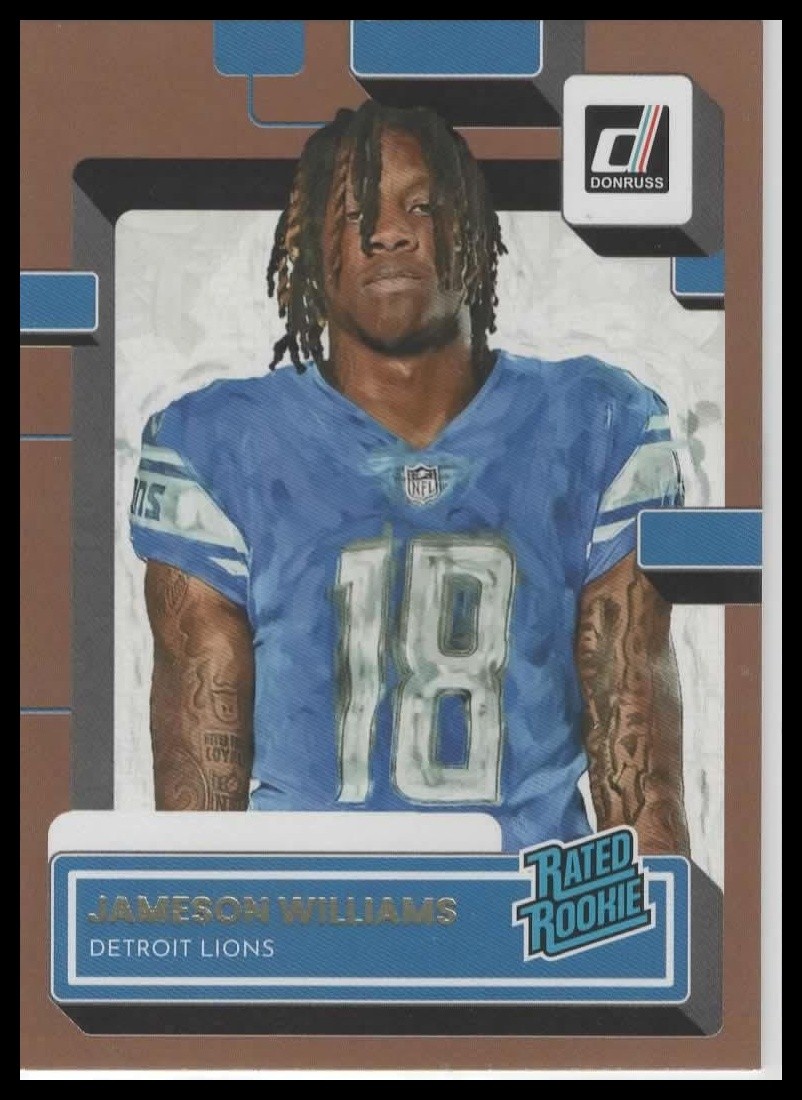 2022 Donruss #308 Jameson Williams Rated Rookies Bronze Portrait #/100