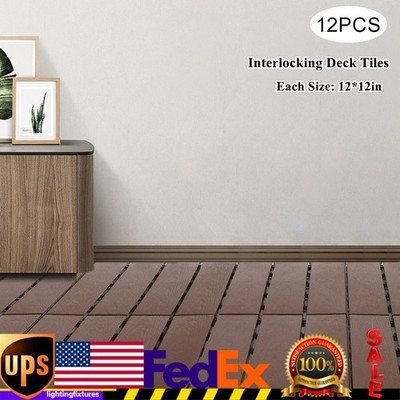 12Pcs Plastic Interlocking Deck Tiles 12x12 in Outdoor Patio Flooring Waterproof