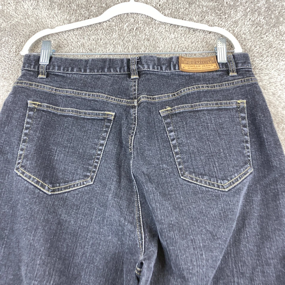 Liz Claiborne Classic Fit Straight Jeans Women's 14 Black Stretch High Rise - Image 4 of 4