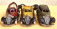 Vintage Hubley Cast Iron Terraplane Car Truck - Lot of 3 - TowTruck Pickup Sedan