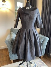 Stunning Ian Stuart ISL565 Black Fit & Flare Silk Dress Size 12 New