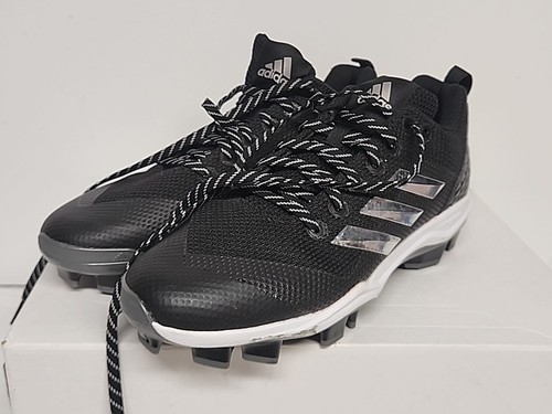 Neu Herren Adidas PowerAlley 5 Baseball Kunststoff Stollen schwarz silber weiß Größe 10,5 - Bild 2 von 9