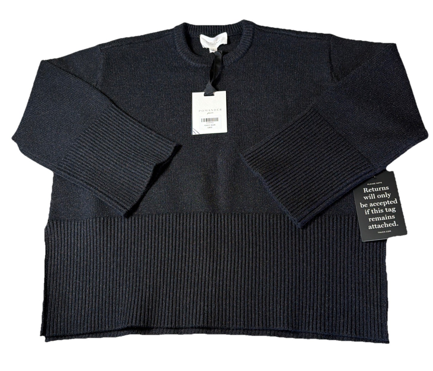 Suéter acanalado cuello alto Arlo negro mediano Tuckernuck Pomander Place para mujer
