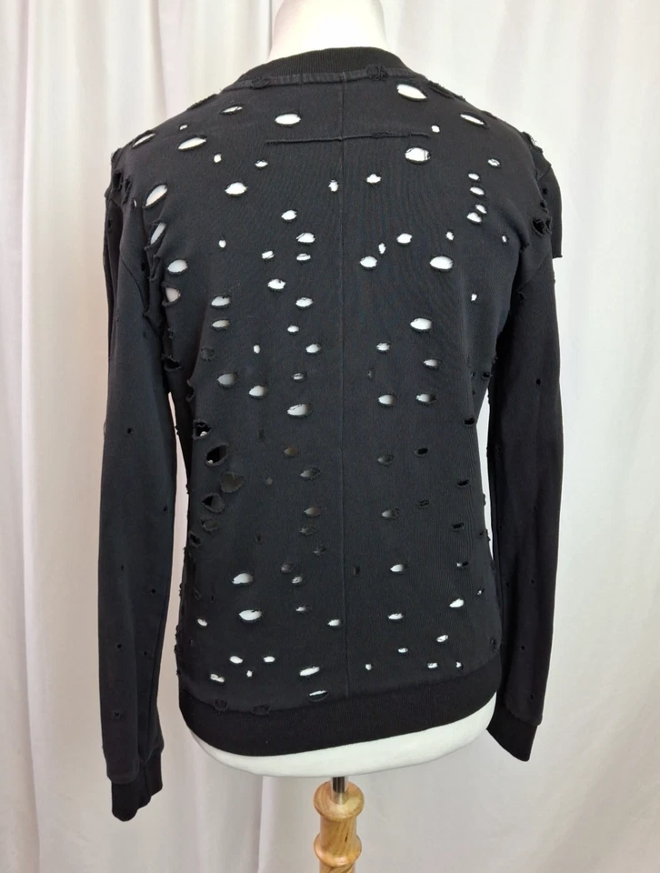 Givenchy Distressed Sweatshirt Jumper Crew Neck Black Women's Medium C4918 - Image 4 of 4