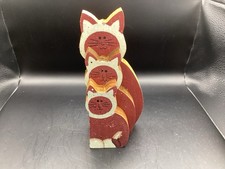 " Wooden 3 Cats/Kittens Figure- 7.5"" Tall- Rustic/ Country Decor Collectible"