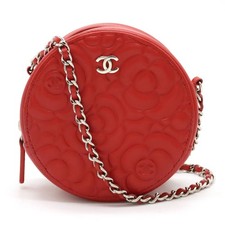Chanel Leather Camellia Coco Mark Mini Classic Chain Shoulder Bag Ap0245 One
