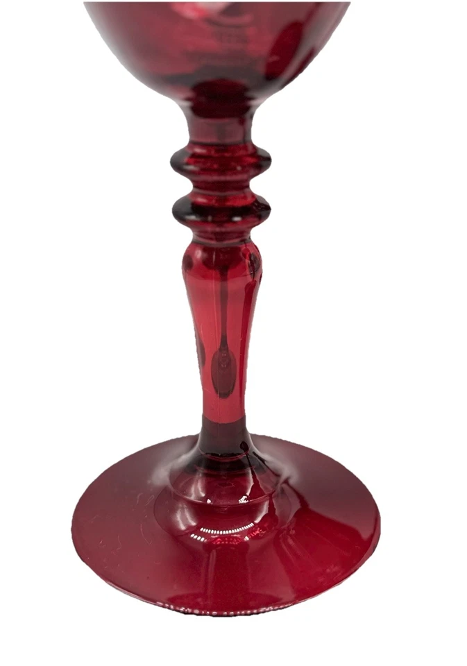 Copas de vino de cristal, Williams Sonoma, rara piña roja cortada a transparente, cuatro Foto 4 de 4