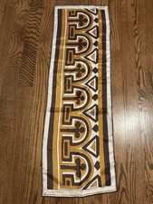 Vintage Vera Neumann Silk Scarf Brown Orange Geometric Mod Retro 44x14